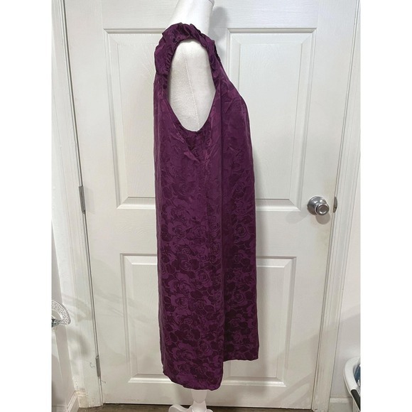 VTG 90s Loose L 12 Argenti Silk Floral Dress Purple Sleeveless Knee Length Shift - Picture 5 of 10